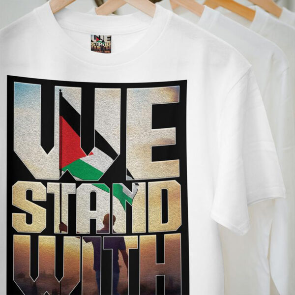 T-Shirt Edisi Khas 'WE STAND WITH PALESTINE' #2 Cotton Casual Crew Neck - Image 4
